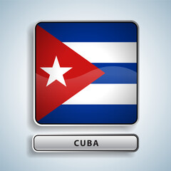 Cuba flag square button Isolated on color gradient background. Exclusive Icon flag