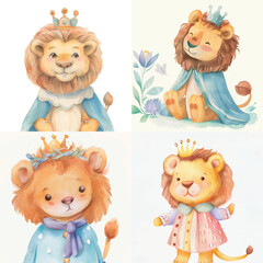 Lion King Costume Clipart Set | Watercolor Royal Lion Art

