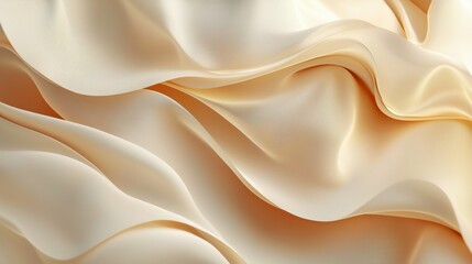 Fototapeta premium Smooth Beige Satin Fabric with Flowing Waves and Gentle Creases