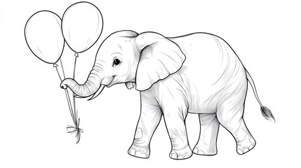 Fototapeta premium Cute elephant holding balloons