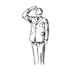 Man Saluting Silhouette - Simple Digital Line Art - man saluting silhouette - man saluting vector - man saluting doodle - saluting illustration - man saluting line art

