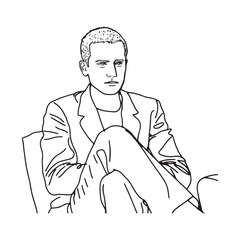 Man Sitting Silhouette - Minimalist Line Sketch - man sitting silhouette - man sitting vector - man sitting doodle - sitting illustration - man sitting line art

