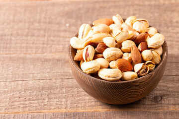 Healthy mix nuts. Almonds, hazelnuts, cashews, peanuts, pistachios, Brazil nuts