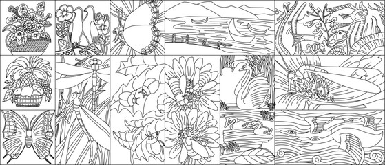 vector illustration silhouette sketch design decoration background painting natural scenery