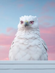 Obraz premium A Majestic White Falcon Perched Serene in Sunset of excellence in splendor beyond compare with grace