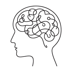 Tangled Brain Line Art Symbol of Mental Health Thought Process