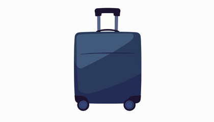 Sleek dark blue travel suitcase on white background, minimal design