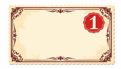 Vintage train ticket design with ornate borders, classic elegance