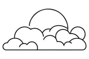 Whimsical Clouds with Sun Minimalist Celestial Line Art