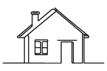 Simple House Silhouette One Line Drawing for Home and Real Estate
