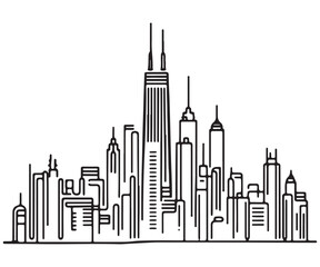 Obraz premium Cityscape Silhouette Continuous Line Art Drawing for Urban Design
