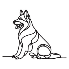 Silhouette German Shepherd Dog Illustration Vector Line Art Design