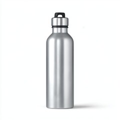 Metal water bottle isolated still life on white background