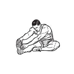 Man Stretching Silhouette - Modern Minimalist Sketch - man stretching silhouette - man stretching vector - man stretching doodle - stretch illustration - man stretching line art

