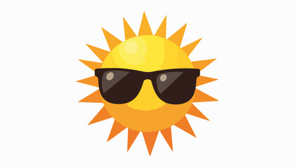 Geometric sun wearing sunglasses in vibrant colors, summer vibe