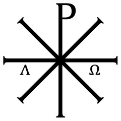 Christian symbol icon. Glossy Chi Rho, Christogram, Chrismon, Labarum symbol.
