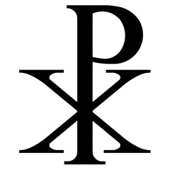 Christian symbol icon. Glossy Chi Rho, Christogram, Chrismon, Labarum symbol.
