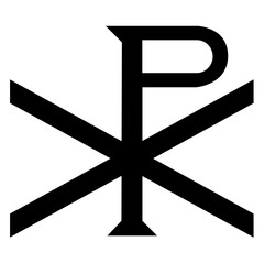 Christian symbol icon. Glossy Chi Rho, Christogram, Chrismon, Labarum symbol.

