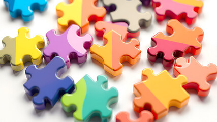Colorful Puzzle Pieces: Symbol of Autism Awareness and Inclusion