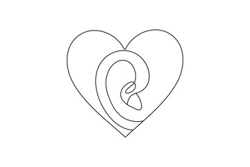 Ear continuous one line art drawing of isolated outline vector illustration

