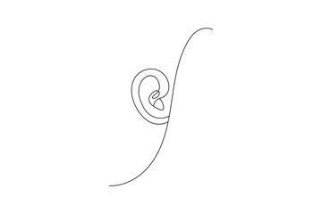 Obraz premium Ear continuous one line art drawing of isolated outline vector illustration 