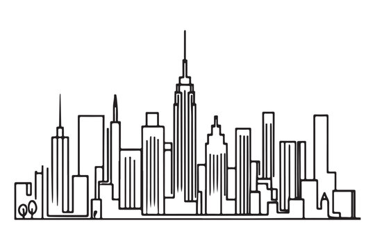 New york city skyline vector silhouette illustration cityscape architecture