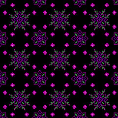This image features a small pink floral pattern on a black background. It is suitable for a variety of uses such as wallpaper, fabric design, home decor, fashion, gift wrapping, greeting cards, weddin