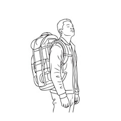Man with Bag Silhouette - Clean Digital Sketch Art - man with bag silhouette - man with bag vector - man with bag doodle - bag illustration - man with bag line art

