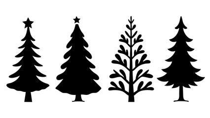 Fototapeta premium set of christmas tree silhouette vector on white background