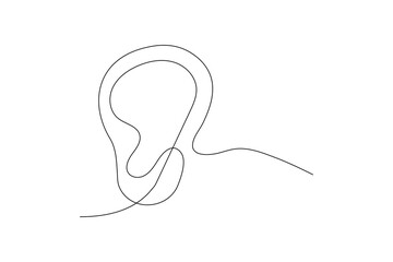 Ear continuous one line art drawing of isolated outline vector illustration

