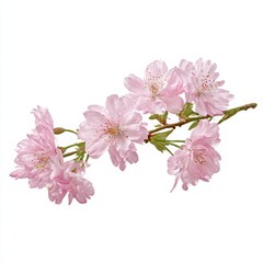 Pink cherry blossom branch isolated on white background