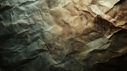 Crumpled Paper Texture: Dark Brown and Green Tones