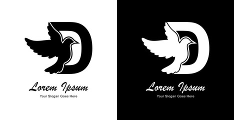 The logo design is in the form of a bird in flight combined with the letter D