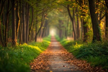 Fototapeta premium Sunlit Forest Pathway