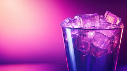 Silver ice bucket glowing on a gradient purple and pink backdrop