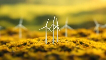 Wind Turbine Miniature Yellow Field