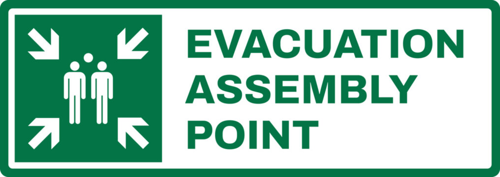 emergency and first aid safety signs v2 uppercase text_evacuation assembly point_landscape size 1/2 a4,a3,a2,a1	 
