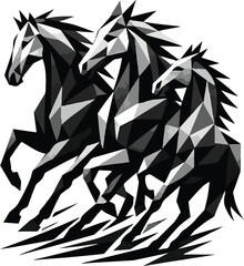 Abstract Vector Horse Illustrations Geometric and Graphic on White Background editable colors