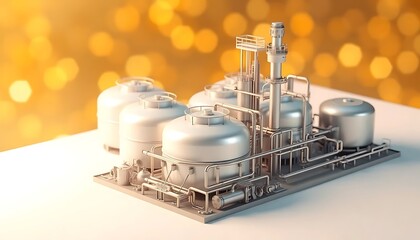 Industrial Plant with Tank and Pipe