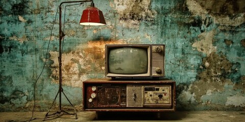Vintage television set close to the wall, evoking nostalgia.