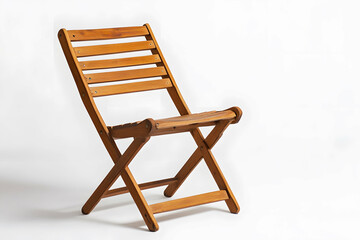 Elegant Wooden Folding Chair Displayed on Clean White Background