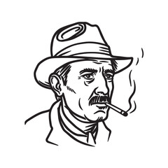 Man Smoking Silhouette - Digital Outline Sketch - man smoking silhouette - man smoking vector - man smoking doodle - smoking illustration - man smoking line art

