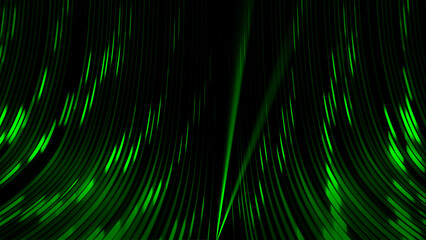 Green Fiber Optic Cables Flowing Toward Camera - Data Internet Concept