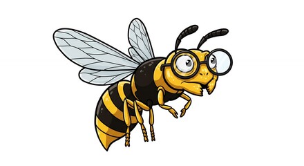 Cartoon honeybee with glasses illustration