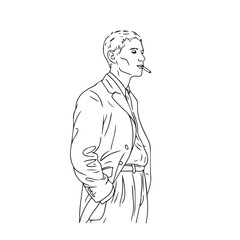 Man Smoking Silhouette - Minimalist Line Sketch - man smoking silhouette - man smoking vector - man smoking doodle - smoking illustration - man smoking line art

