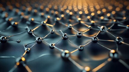 Fototapeta premium Abstract Network of Connected Dots and Lines in a Futuristic Setting