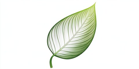 Elegant Calathea Leaf Illustration with Detailed Veins on White Background Concept of Nature, Simplicity, and Botanical Art