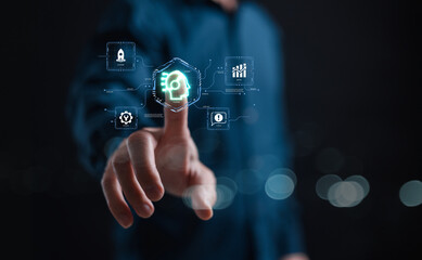 AI Symbolic, artificial intelligence of futuristic technology.transformation of ideas and the adoption of technology in business in the digital age, enhancing global.