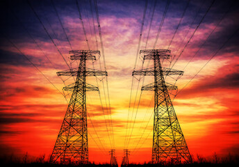 Power Lines at Sunset