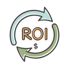Obraz premium return on investment roi icon, return on investment roi vector illustration-simple illustration of return on investment roi, perfect for return on investment roi logos and icons